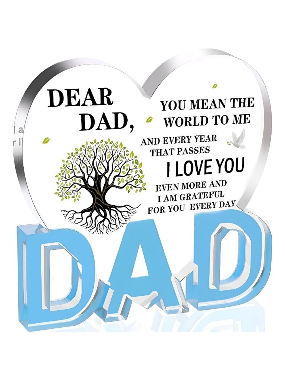 Fathers Day Dad Gifts, Gifts for Dad - Acrylic Heart Plaque Dad Gifts 3.9 × 3.7